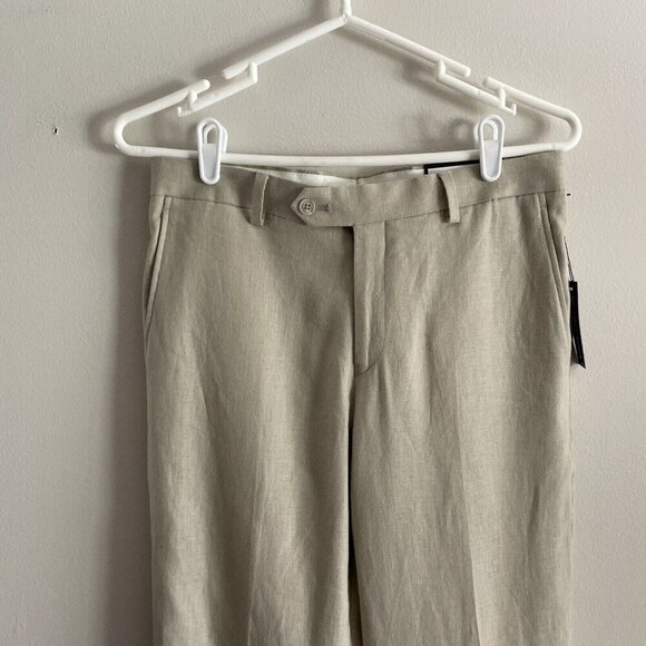 Michael Kors Boys SZ 20R / 30” -W Beige Linen/Rayon Blend Flat Front Pants NWT - Picture 3 of 10